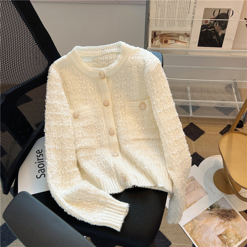 Knitted Top Women's Round Neck Sweater Coat