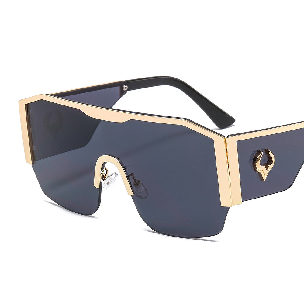 Large Frame One-piece Metal Sunglasses