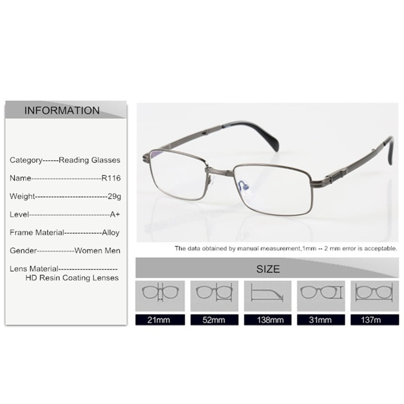 Super light folding reading glasses