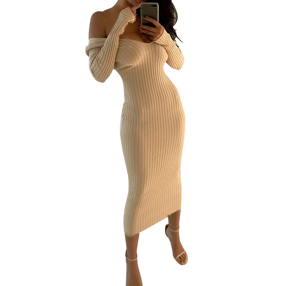 Big V-neck long sleeve dress