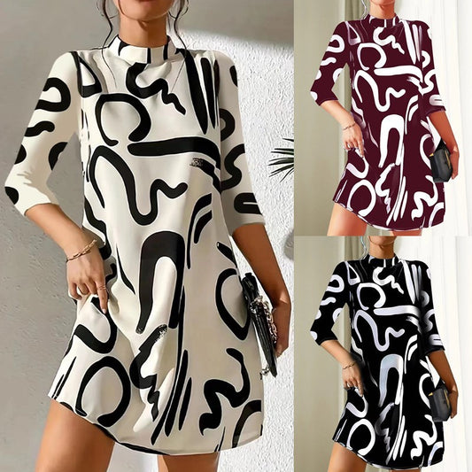 Fashion Printing Dress Polyester Women