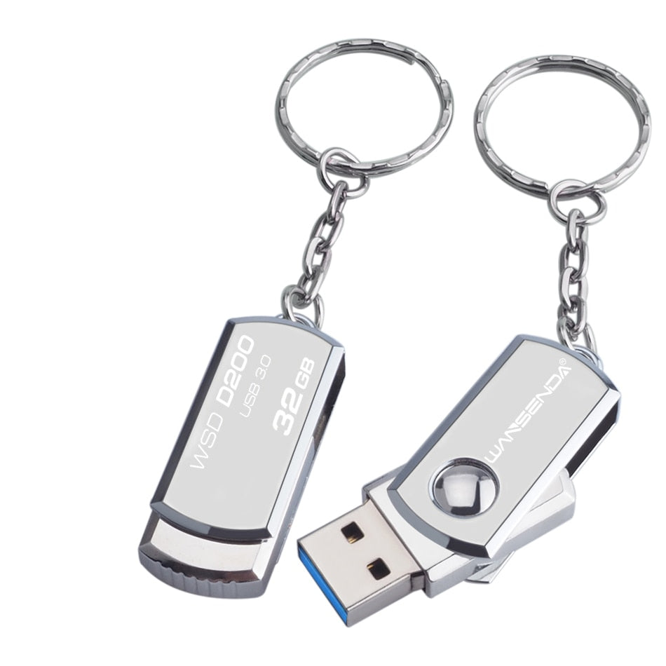 Chiavetta USB 3.0 in acciaio inossidabile con portachiavi