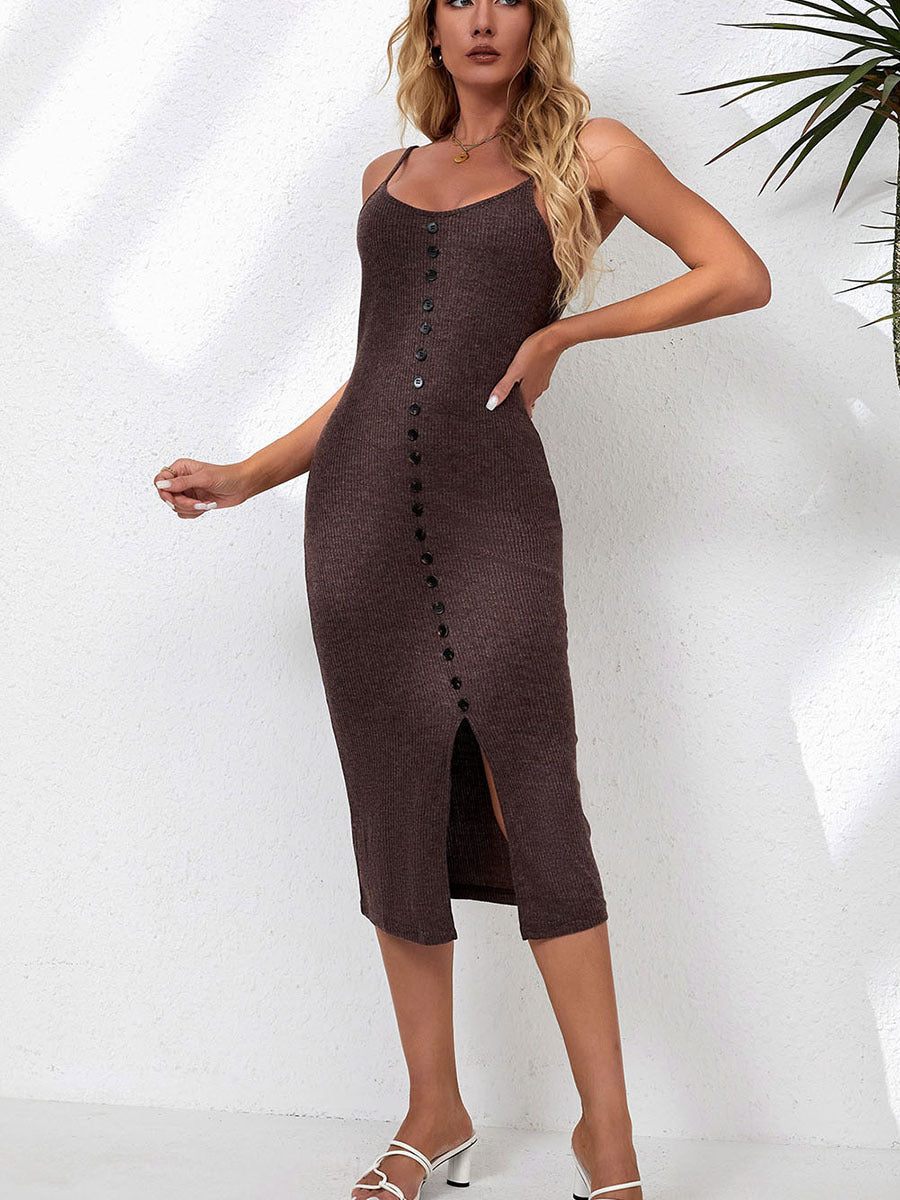 Pure Color Tight Women's Knitted Dress