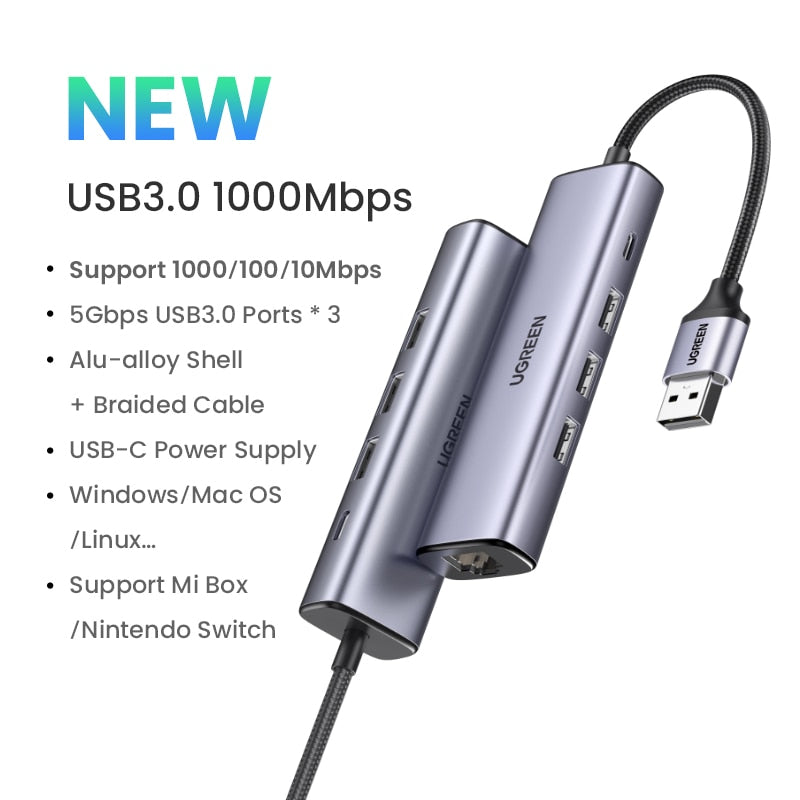 Hub USB-C Ethernet semplici 3.0 