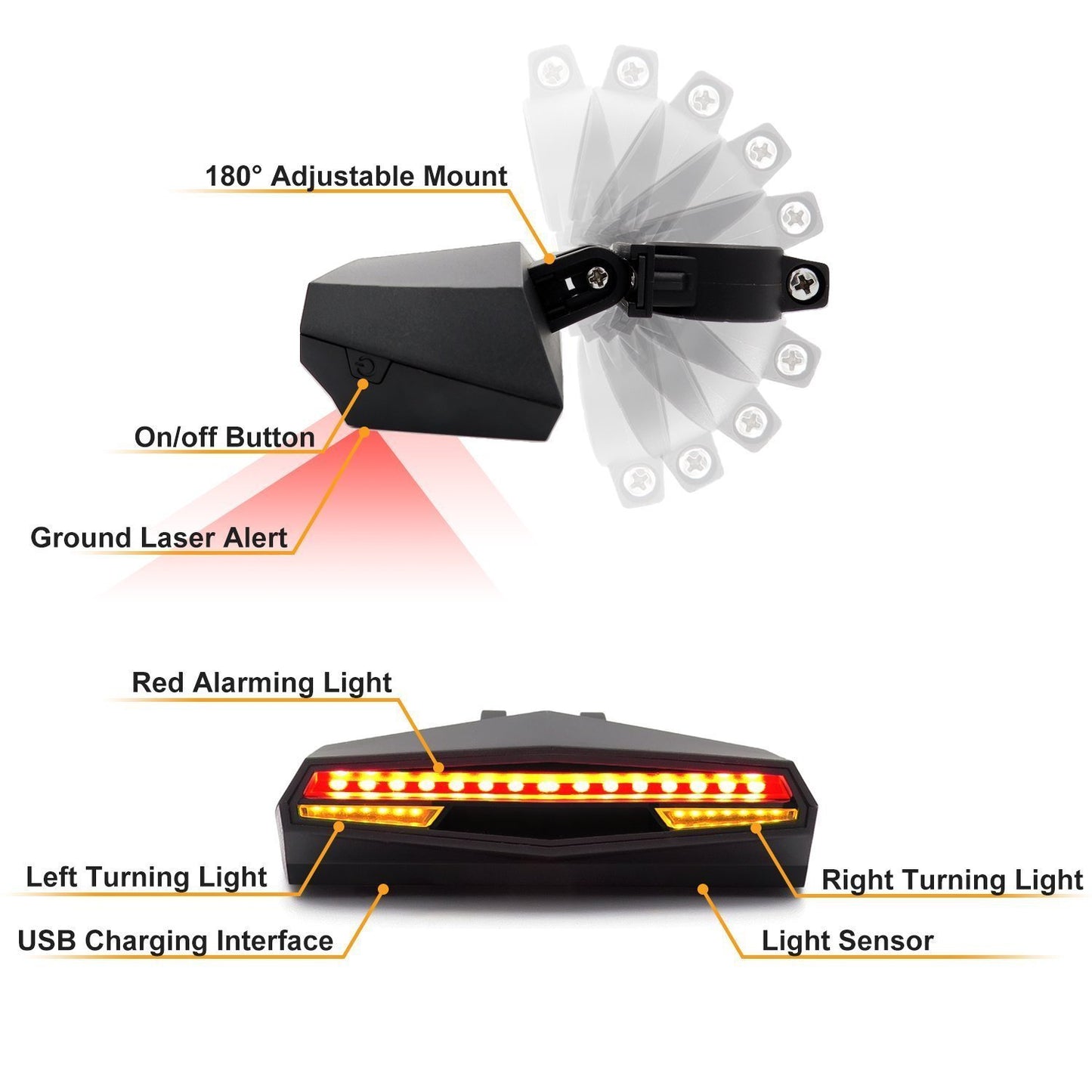 Luce posteriore intelligente per mountain bike