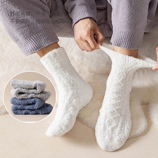 Winter Warm Fuzzy Coral Fleece Socks Women Men Velvet Thickened Home Sleepping Floor Socks