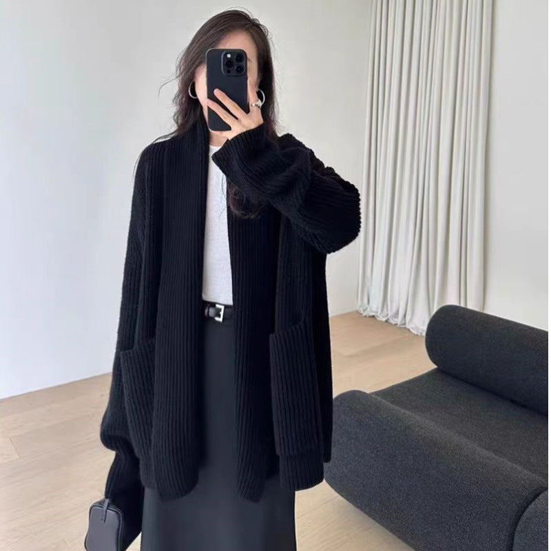 Elegant Mid-length Sweater Coat For Women