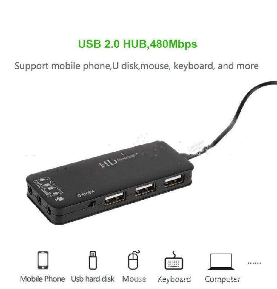 Dostoir 2.0hub Hub avec 7.1 Convertisseur audio Drive Multifinection Agking