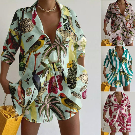 Summer Vacation Printing Suit Casual 2-piece Set