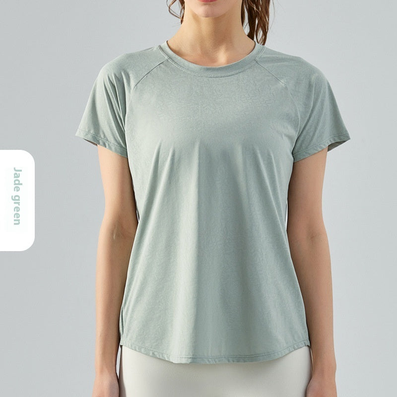 Jacquard Split Hollow Yoga Blouse Women