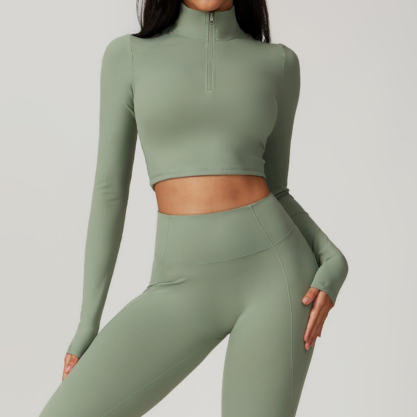 Zipper Tight Long Sleeve Yoga Wear