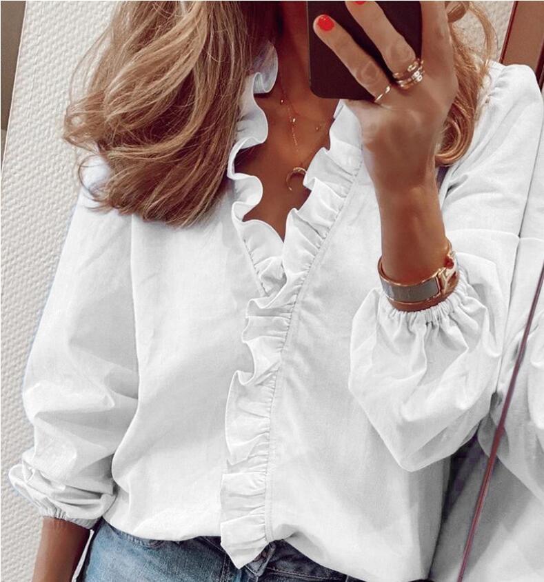 Ruffled Sleeveless Slim Print Shirt Women