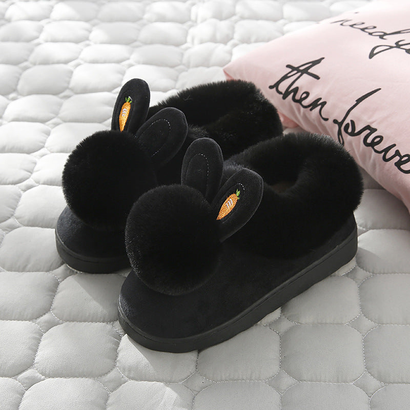 Cute Rabbit Ears Slippers For Women Winter