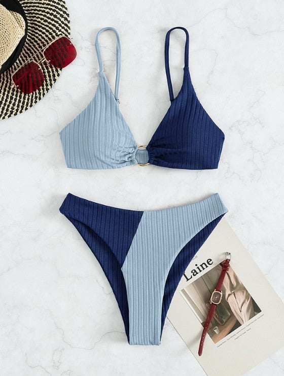 Solid Color Stitching Bikini