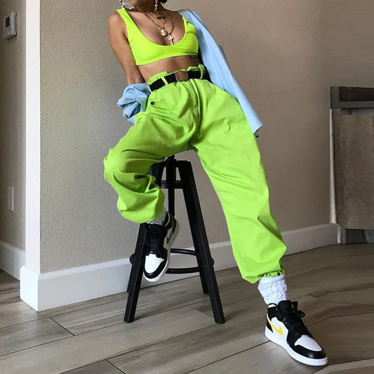 Neon green jogging pants