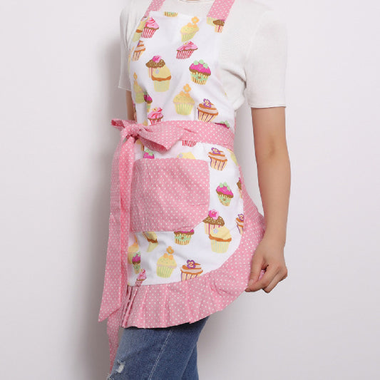 Printed Apron Antifouling Supermarket Overalls Women's Kitchen