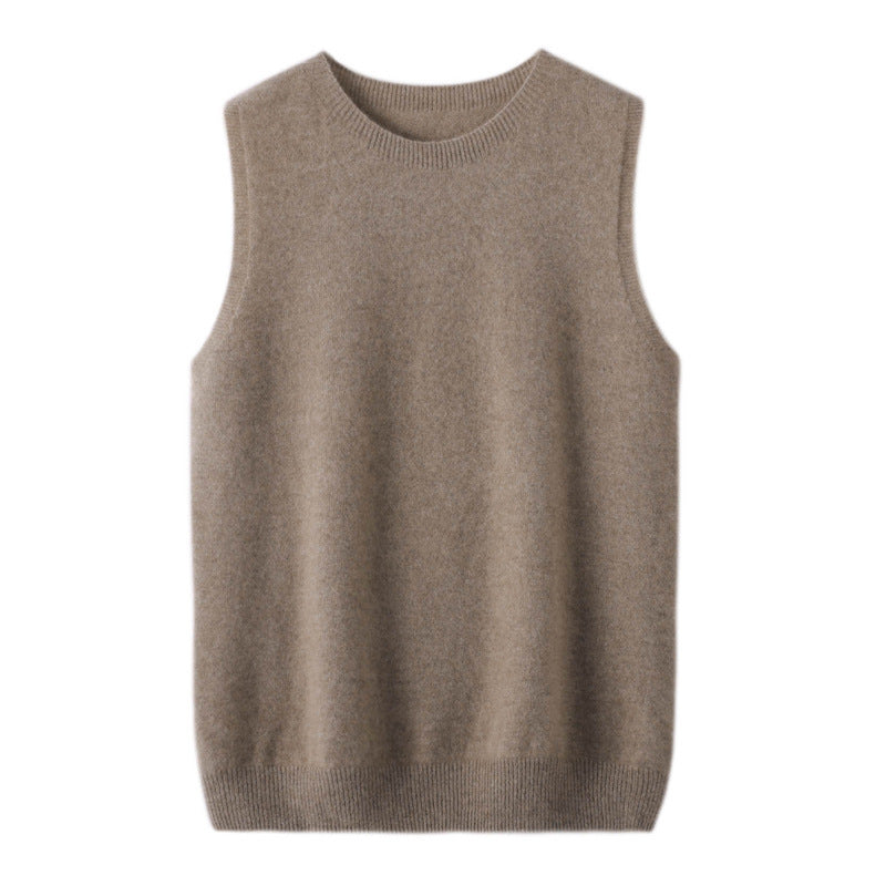 Women's Round Neck Sleeveless Pure Wool Sweater Vest