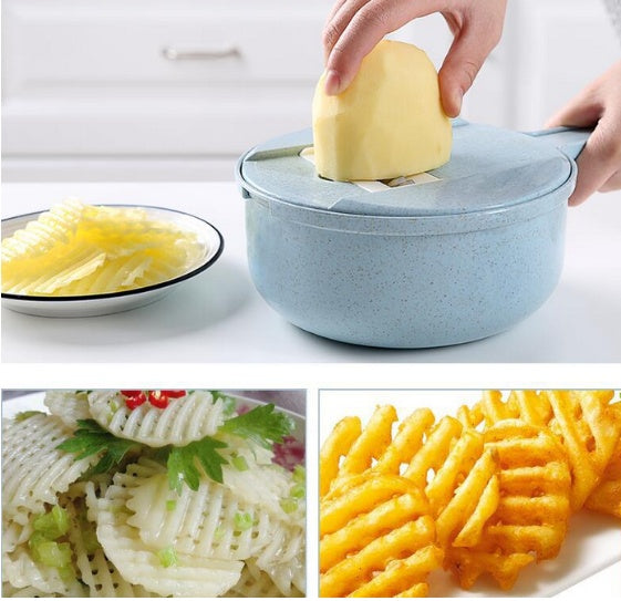 8 in 1 Mandoline Slicer Gemüse Slicer Kartoffelschäler Karotten Zwiebel -Reib mit Sieb Gemüseschneider Küchenzubehör