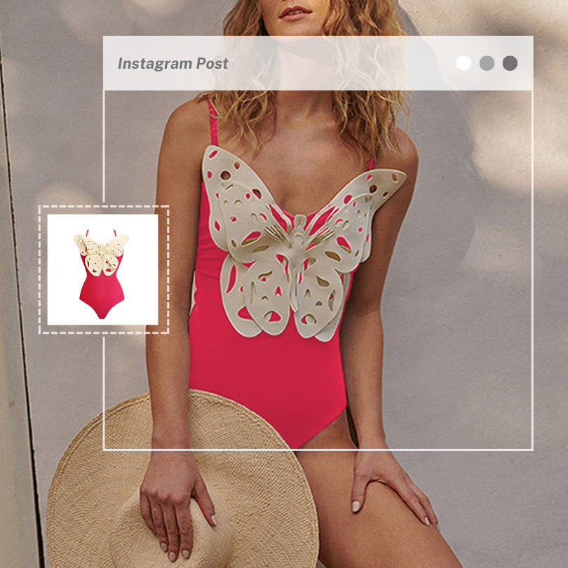 One-piece Swimsuit Three-dimensional Butterfly Decorative Swimsuit For Women