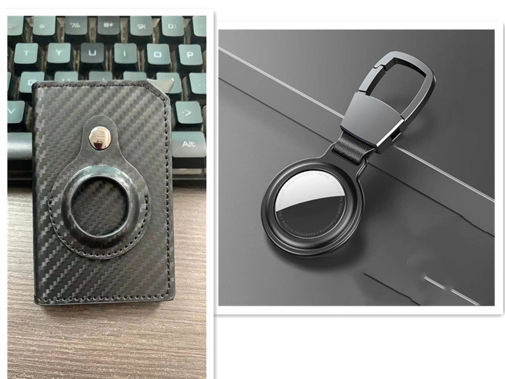 Carbon Fiber Pattern Magnetic Tracker Multi-function Card Holder