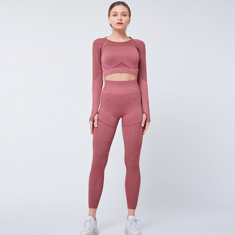 Yoga leaky long-sleeved seamless knitted tights