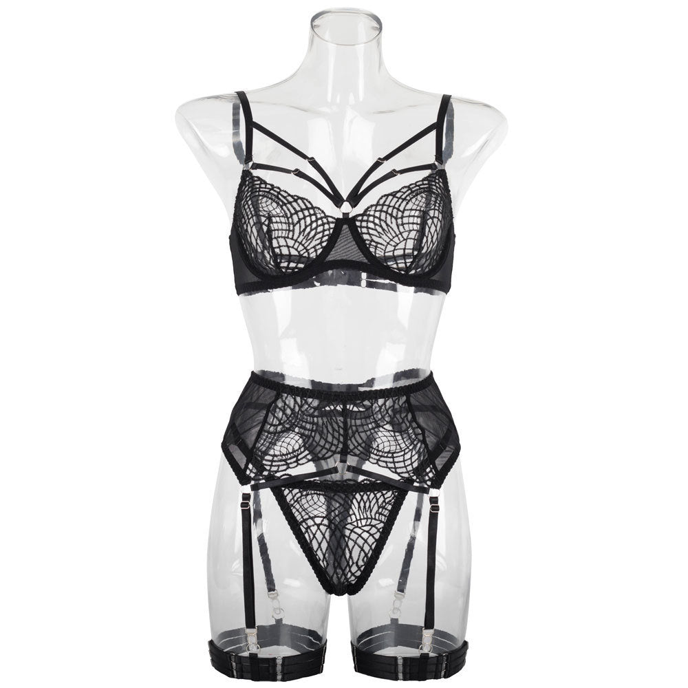 Underwear Garter Embroidered Mesh Body Shaping Two-piece Suits