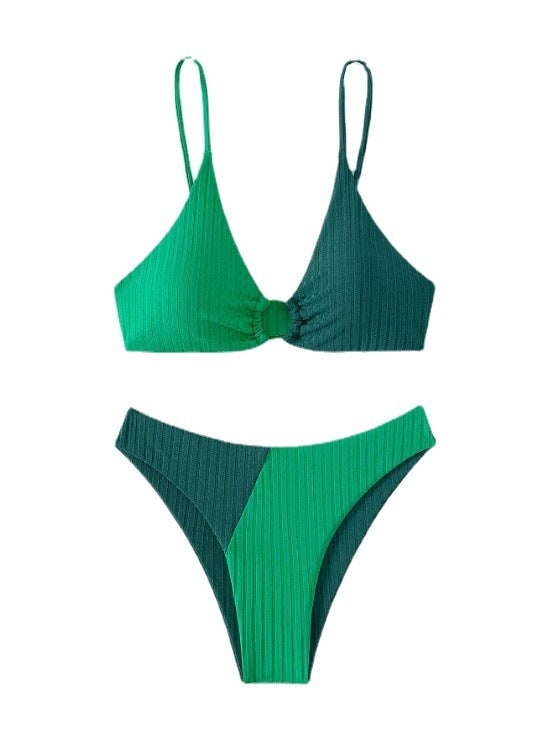 Solid Color Stitching Bikini