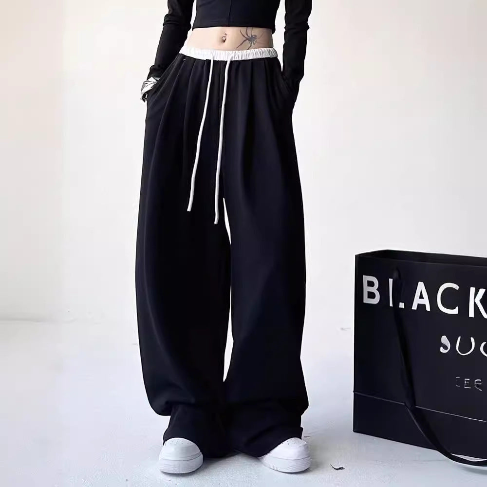 American Black Sweatpants Women's Spring And Autumn