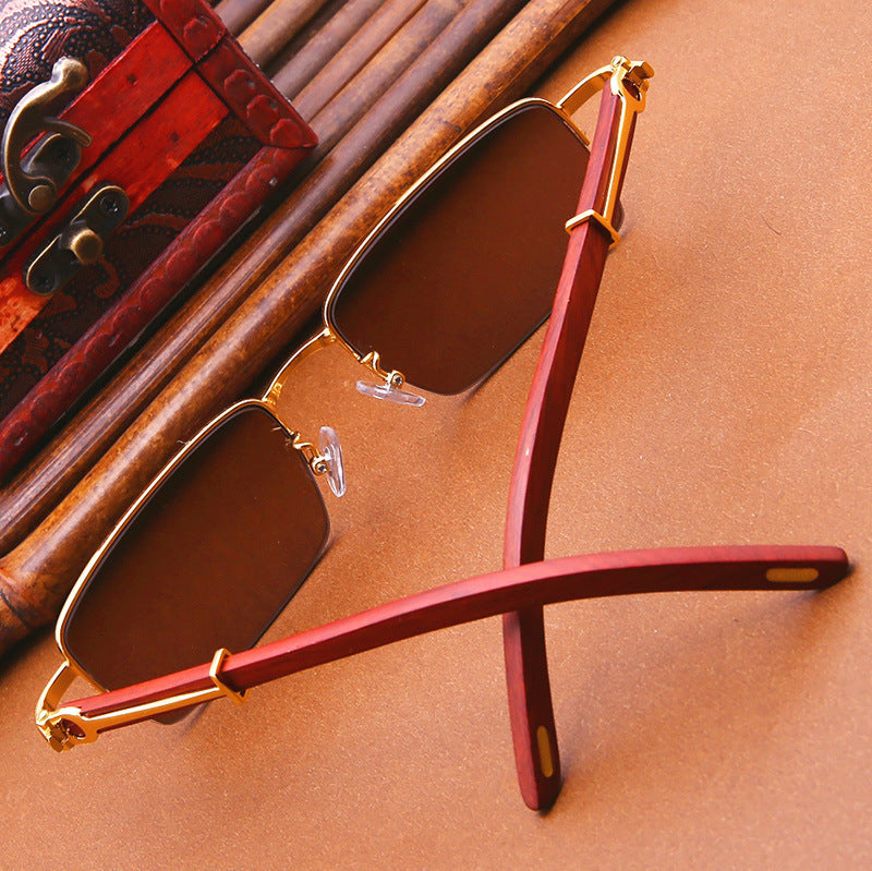 Crystal wood leg sunglasses