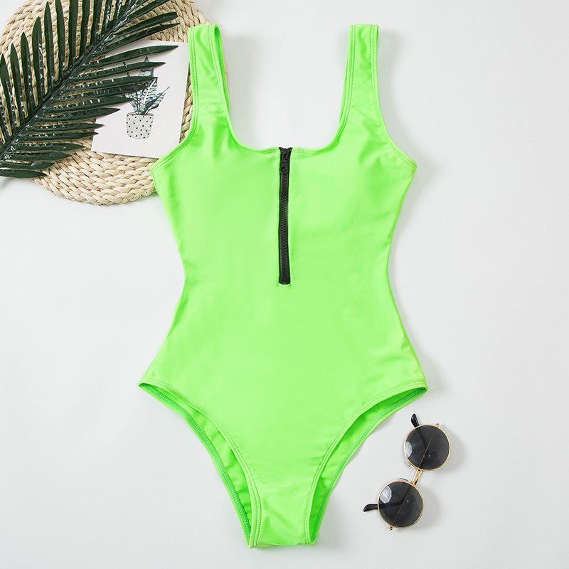 Women's Printed Zip One Piece Bikini