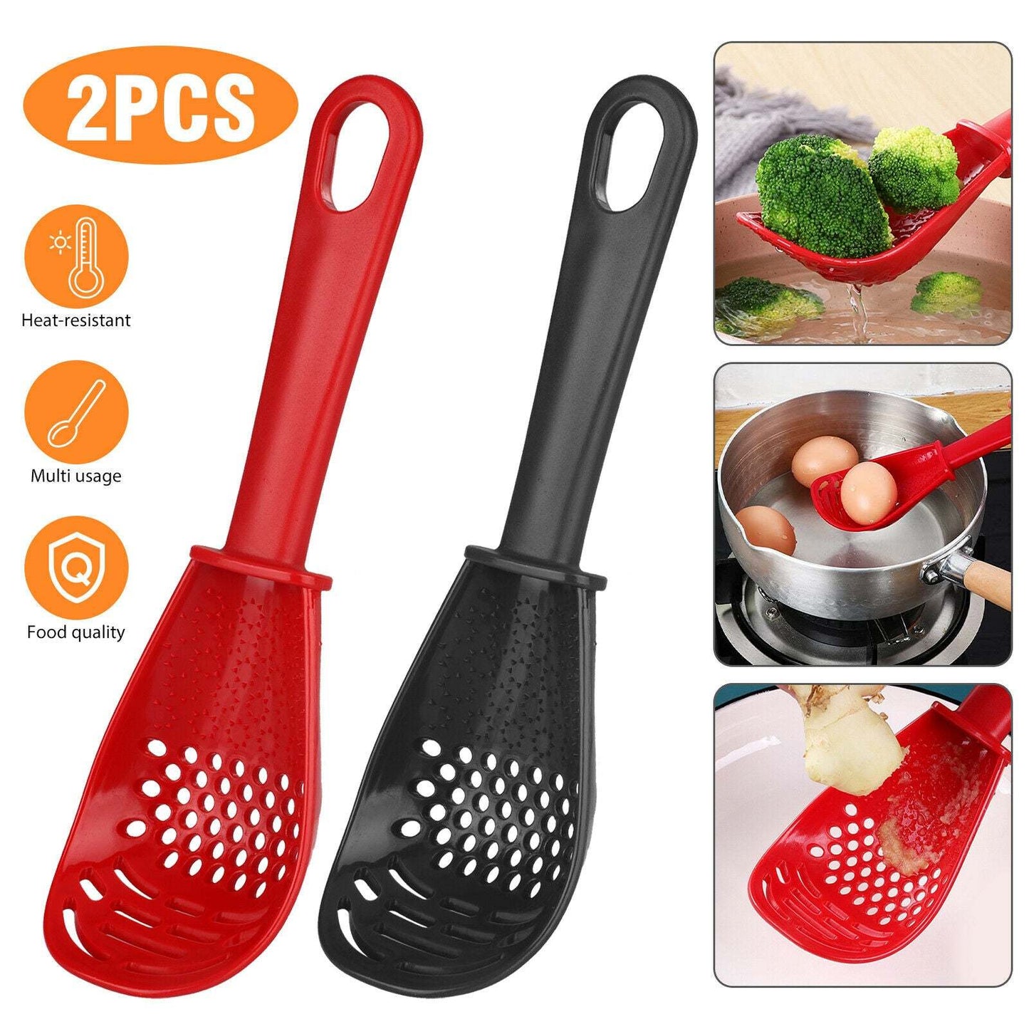 Kitchen Multi-functional Grinding Spoon Draining Colander