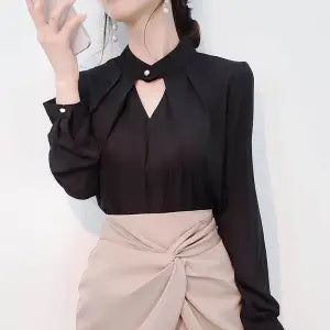 White Chiffon Shirt With Long Sleeves For Women