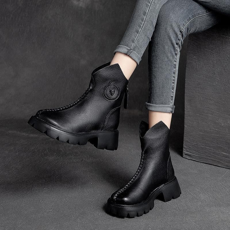 Single Boot Retro Knight Boots Thick-soled Thick Heel Simple Martin Boots