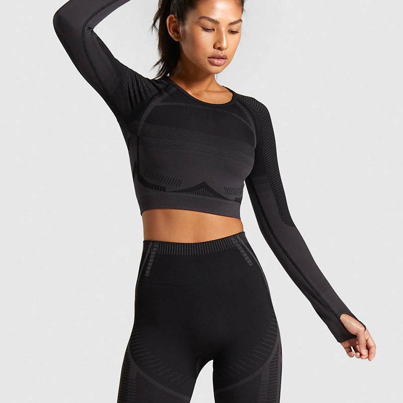 Yoga leaky long-sleeved seamless knitted tights