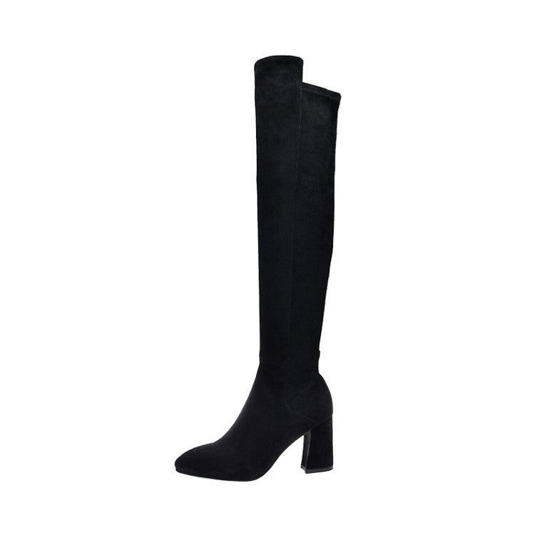 Women's Winter Fleece Over-the-knee Boots High-top Elastic Boots