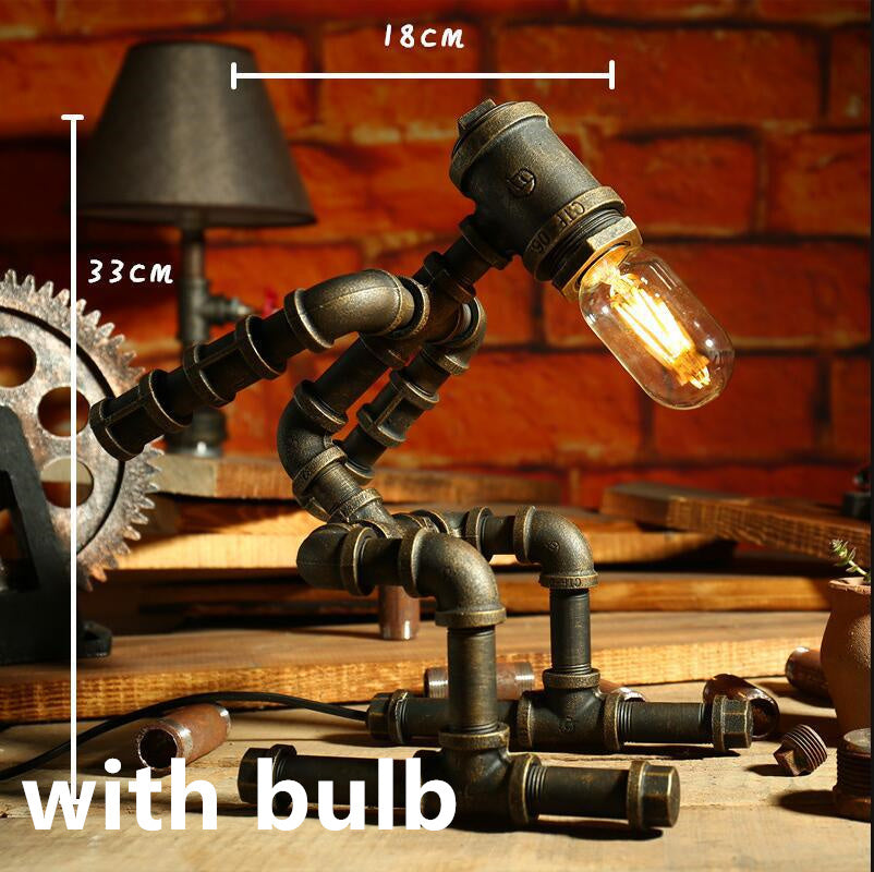 Roboter Tischlampe Vintage Loft Eisenrohr Schreibtischlampe Industrielle Led Tischlampen Für Nachttisch Cafe Innen Retro Dekor Leuchten