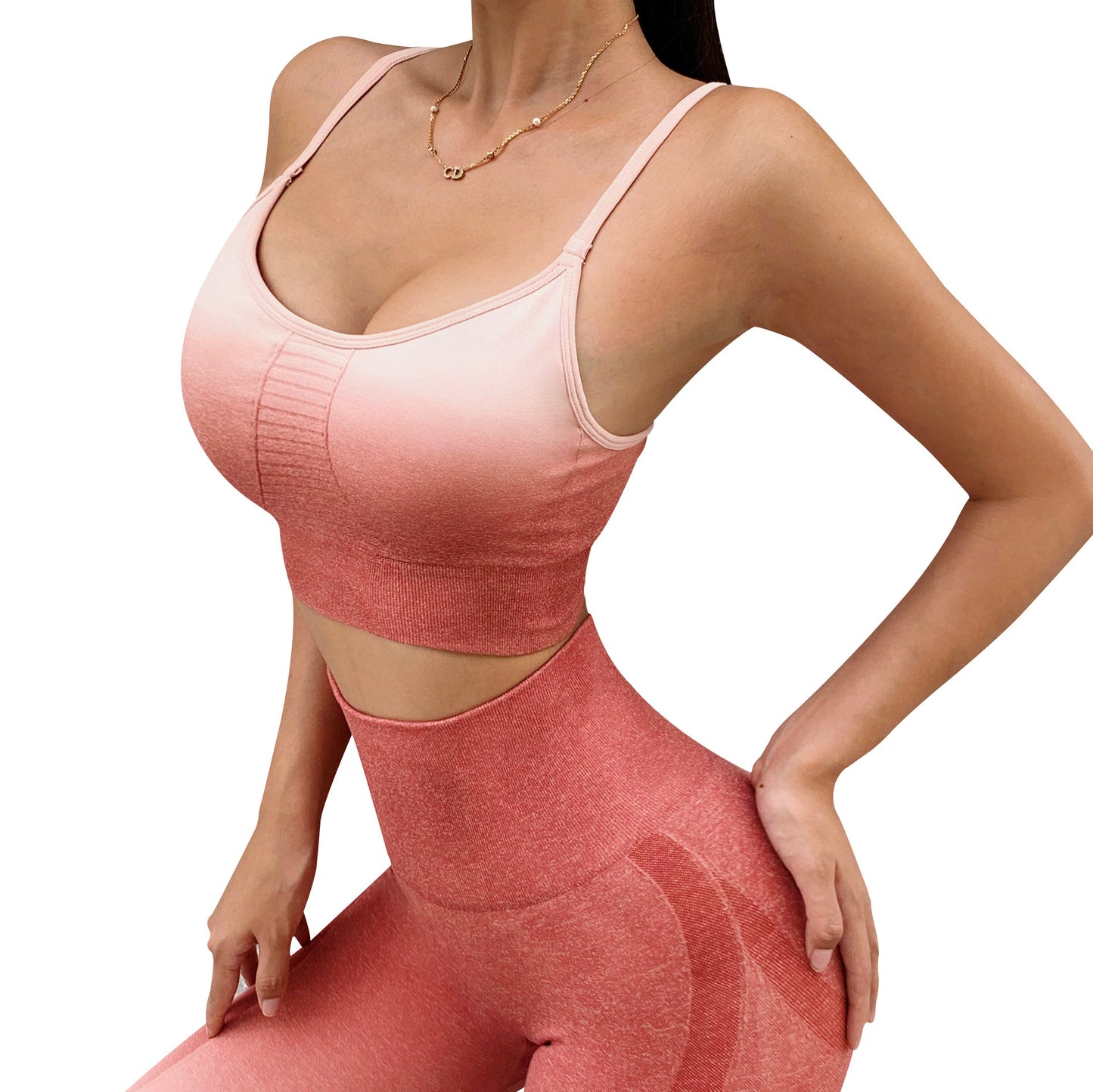 High Elastic Sexy Sports Underwear Women's Wireless Beauty Back Hollow Out Gradient Color