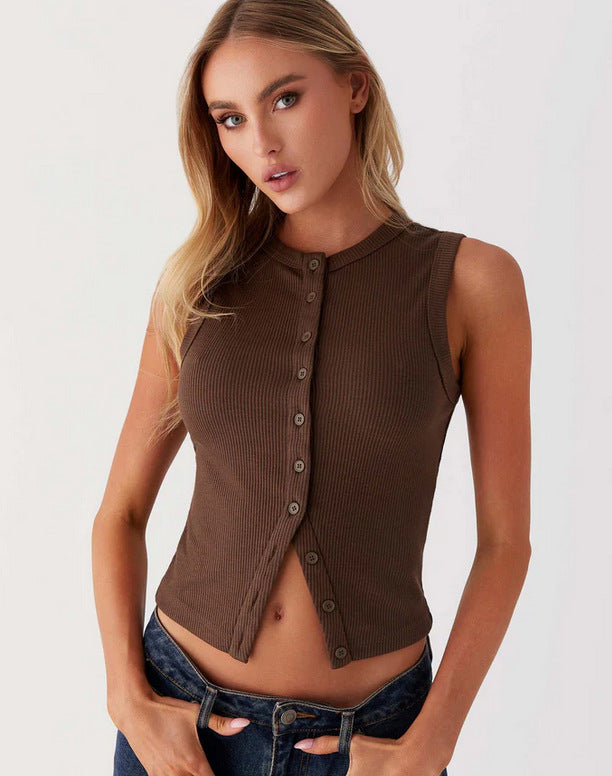 Slim Fit Sleeveless Waistcoat Vest Women