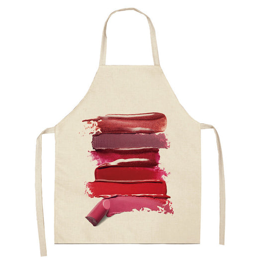 Couple Linen Lipstick Printed Sleeveless Apron Kitchen