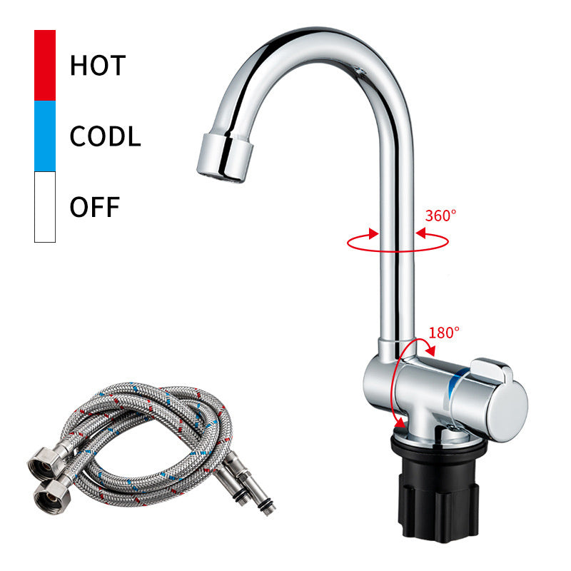 Hot And Cold Mixed Water RV Yacht With Lid Sink Foldable Faucet