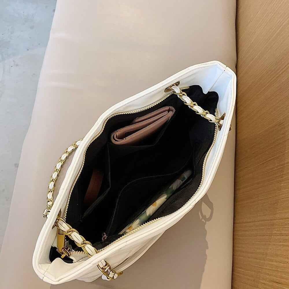 Oversized Shoulder Chain Bag Synthetic Leather Handbag