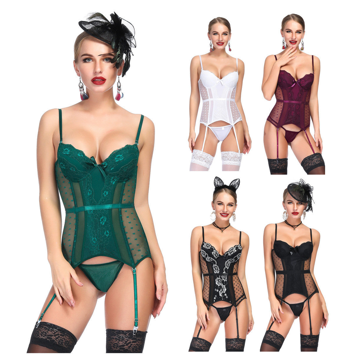 Polka Dot Slim Fit Corset Set