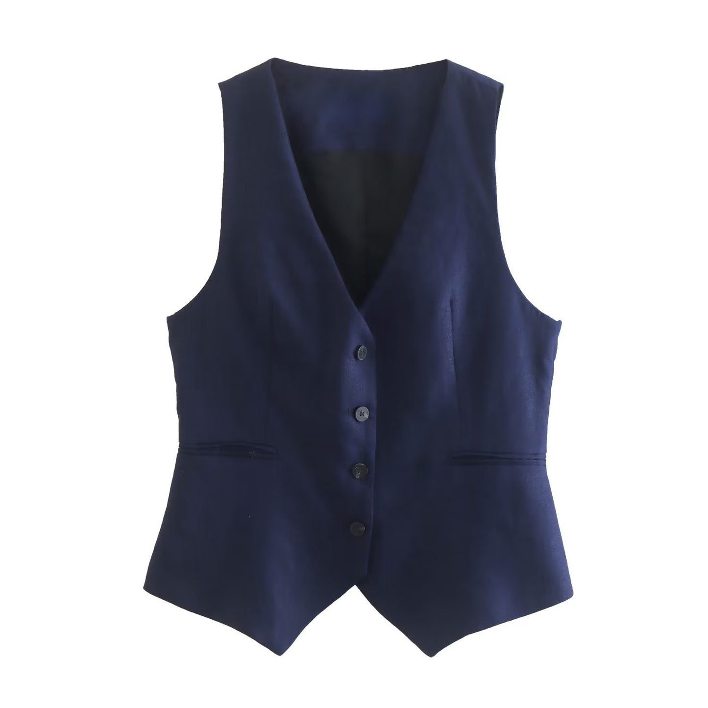 V Neck Sleeveless Buttoned Vest