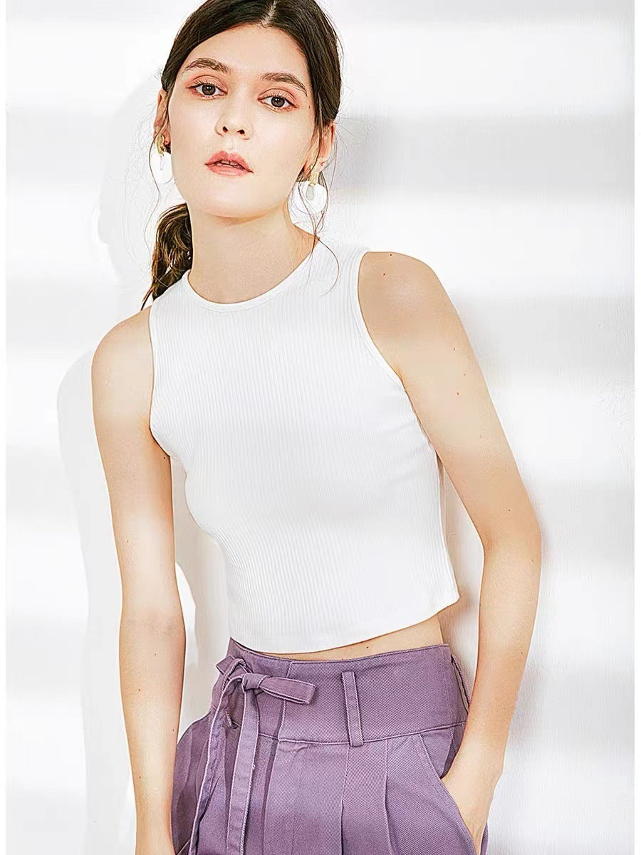 Summer Knitted Slim White Inner Bottoming Top