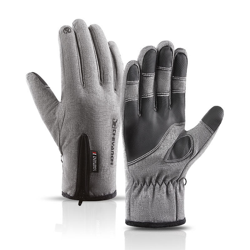 Outdoor waterproof gloves winter zipper touch screen