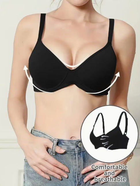 Push Up Breast Holding Thin Cup Bra With Steel Ring