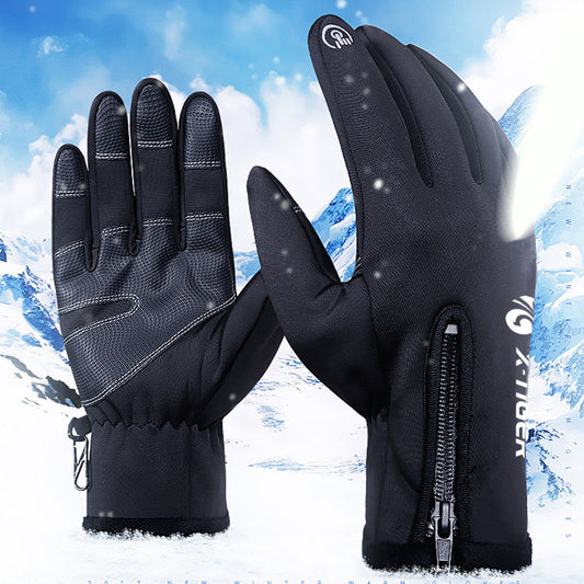 X-TIGER Winter Touch Screen Gloves Full Finger Zipper Touch Screen Men And Women Windproof Warm Cycling Sports Fleece Mountaineering