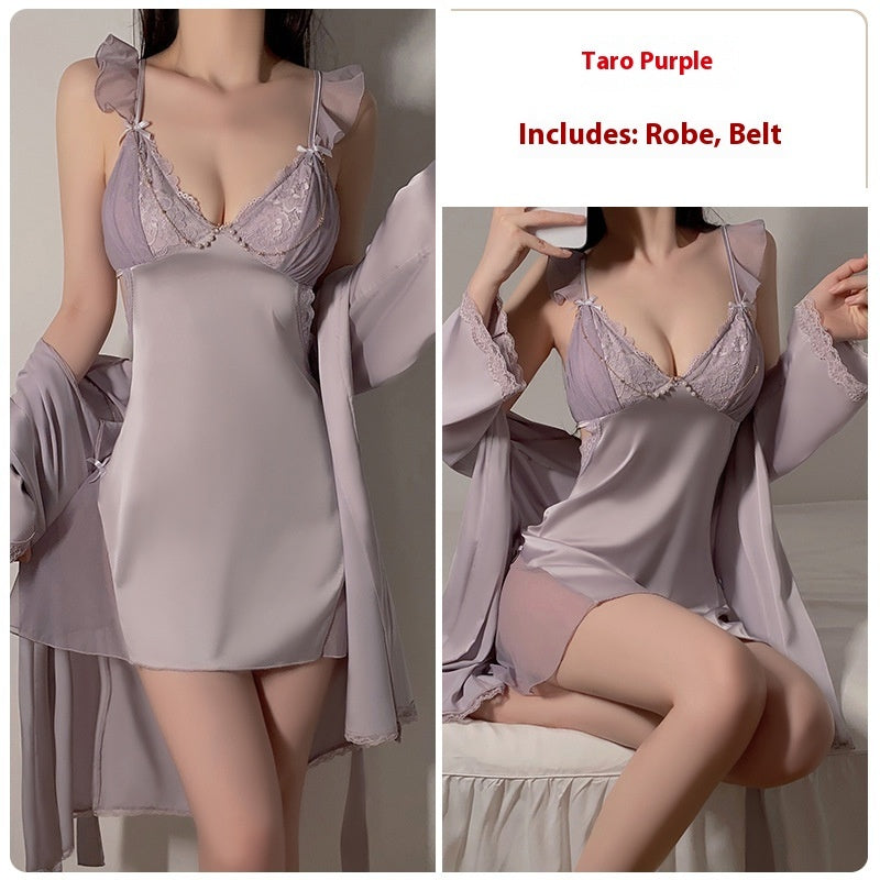 Lace Slip Nightdress Outerwear Gown Homewear Suit