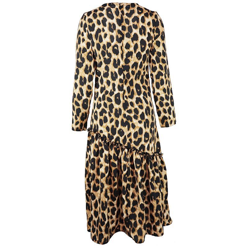 Leopard print V-neck casual dress