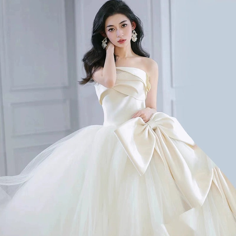 Small Mori Style French Main Wedding Dress Big Bow